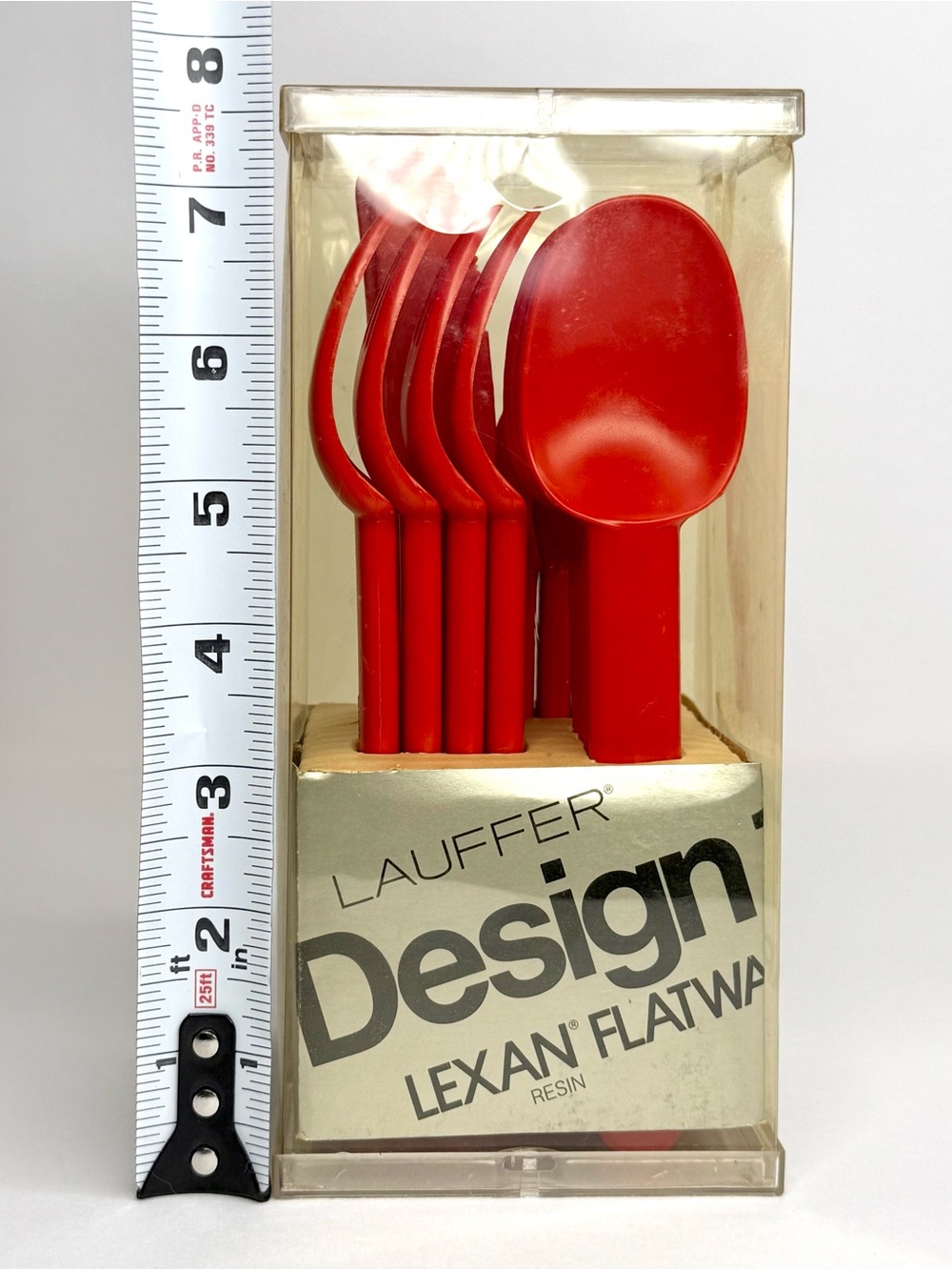 VTG Lauffer Design 10 Lexan Resin Red Flatware NIB 16 Piece Set DON WALLANCE MCM - Picture 8 of 8